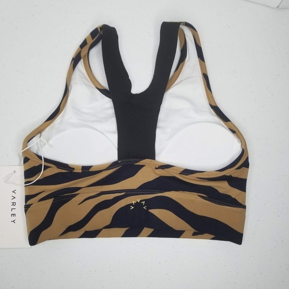 Varley Bassett Bra in Buck Zebra S (Anthropologie) Dark blue Beige NWT - Picture 2 of 9